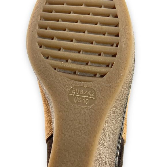 The FLEXX Chelsea Wedge Ankle Boots Size 10 Brown Tan Suede Heel Booties Comfort - Picture 11 of 12